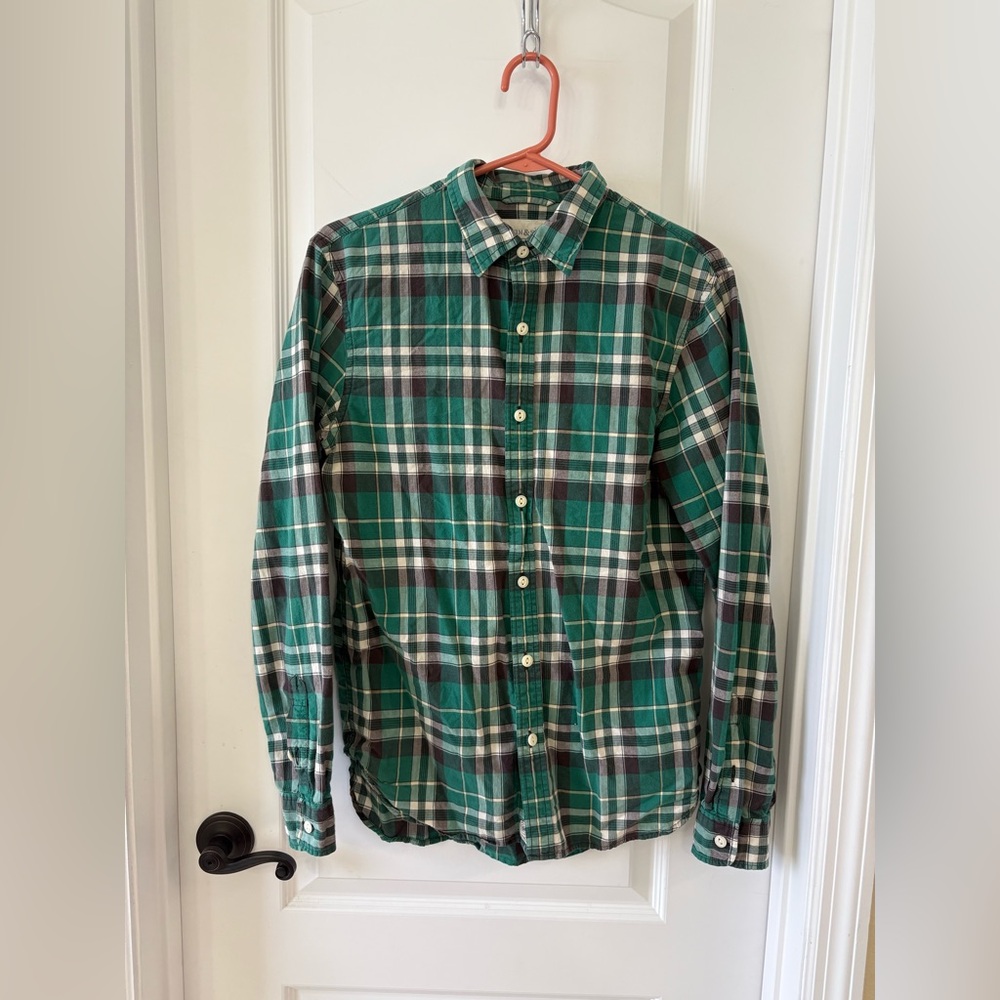 Vtg Denim & Supply Ralph Lauren Men’s Green and Brown Plaid Shirt 100% Cotton Sm